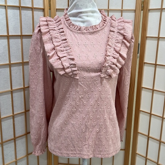 Shein pink ruffle long sleeves blouse 🪷 - Picture 6 of 7